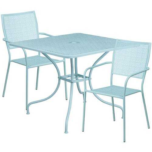Rent to own Flash Furniture - Oia Outdoor Square Contemporary Metal 3 Piece Patio Set - Sky Blue