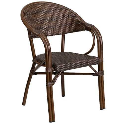 Rent To Own - Flash Furniture - Lila Patio Chair - Cocoa Rattan/Bamboo-Aluminum Frame