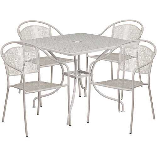 Rent To Own - Flash Furniture - Oia Outdoor Square Contemporary Metal 5 Piece Patio Set - Light Gray