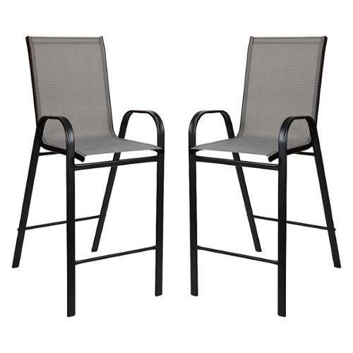 Rent to own Flash Furniture - Brazos Modern Fabric Patio Barstool (set of 2) - Gray