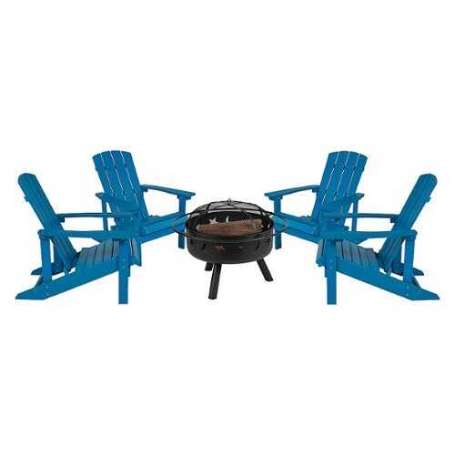 Rent to own Flash Furniture - Charlestown Adirondack Chairs and Fire Pit - Blue