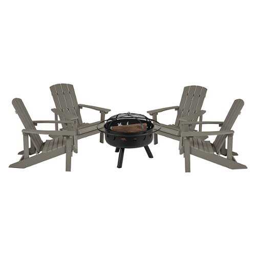 Rent to own Flash Furniture - Charlestown Adirondack Chairs and Fire Pit - Light Gray