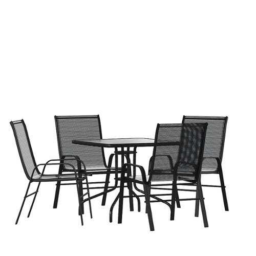 Rent to own Flash Furniture - Brazos Outdoor Square Contemporary  5 Piece Patio Set - Black