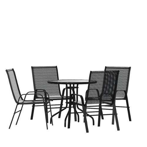 Rent to own Flash Furniture - Brazos Outdoor Round Contemporary  5 Piece Patio Set - Black