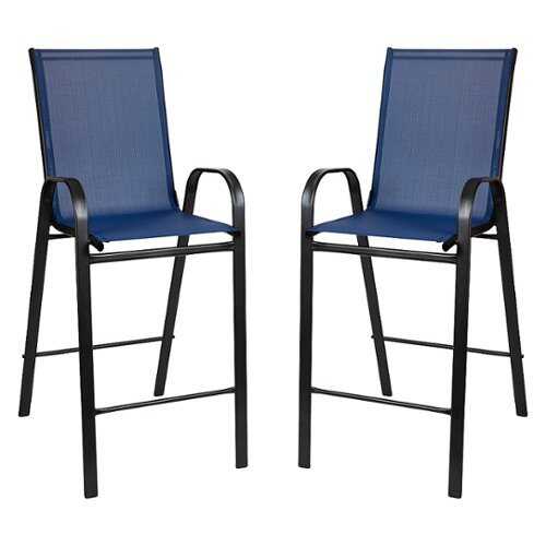 Rent to own Flash Furniture - Brazos Modern Fabric Patio Barstool (set of 2) - Navy