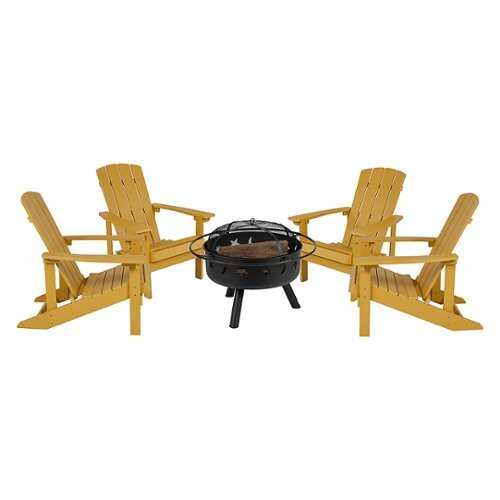 Rent to own Flash Furniture - Charlestown Adirondack Chairs and Fire Pit - Yellow
