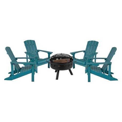 Rent to own Flash Furniture - Charlestown Adirondack Chairs and Fire Pit - Sea Foam