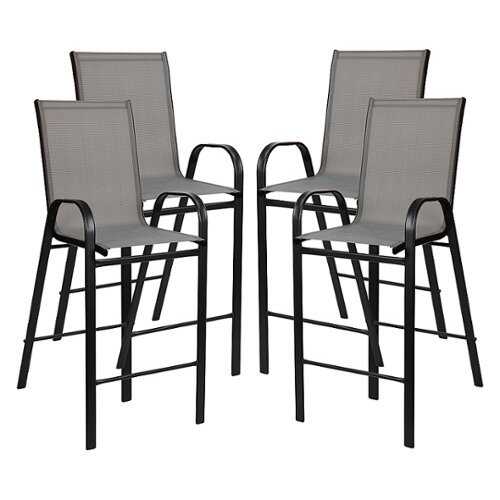 Rent to own Flash Furniture - Brazos Modern Fabric Patio Barstool (set of 4) - Gray