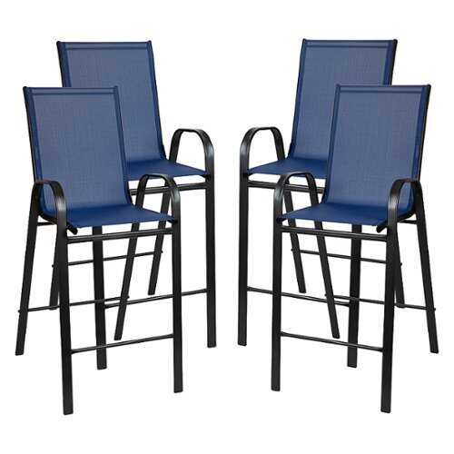 Rent to own Flash Furniture - Brazos Modern Fabric Patio Barstool (set of 4) - Navy