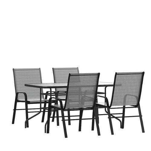 Rent to own Flash Furniture - Brazos Outdoor Rectangle Contemporary  5 Piece Patio Set - Gray