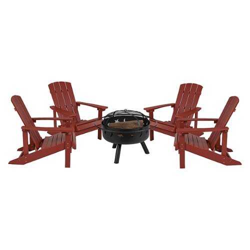 Rent to own Flash Furniture - Charlestown Adirondack Chairs and Fire Pit - Red