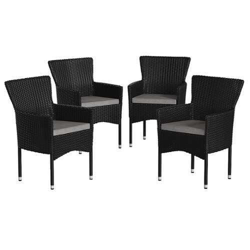 Rent to own Flash Furniture - Maxim Patio Chair (set of 4) - Black/Gray