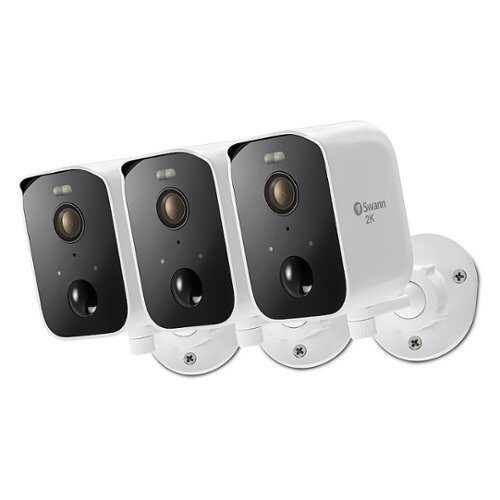 Rent to own Swann - CoreCam Pro 3 pk of Indoor/Outdoor Wire-Free 2K 32GB Micro SD Card & Secure Cloud Storage Security Camera with Spotlight