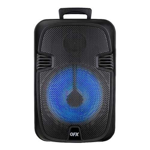 Rent to own QFX - 12” Bluetooth Rechargeable Portable Speaker, Speaker stand, Microphone with LED Party Lights - Black