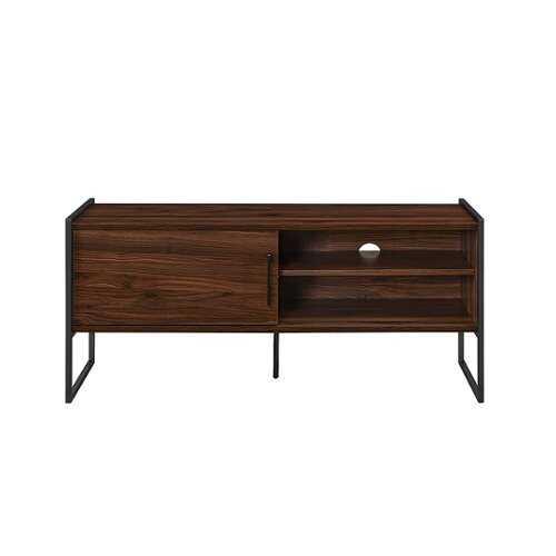 Rent to own Walker Edison - Industrial Sliding-Door TV Stand for TVs up to 50” - Dark Walnut