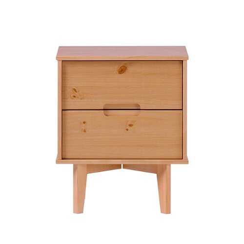 Rent to own Walker Edison - Mid-Century Modern Solid Wood 2-Drawer Nightstand - Natural Pine