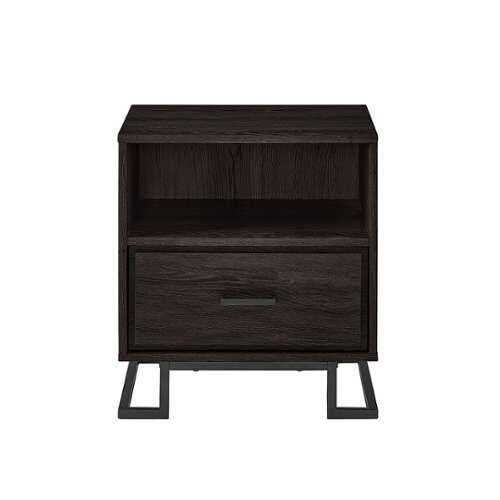 Rent to own Walker Edison - Contemporary 1-Drawer Metal and Wood Nightstand - Charcoal