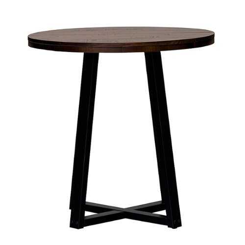 Rent to own Walker Edison - Rustic Distressed Counter-Height Solid Wood Dining Stool - Mahogany