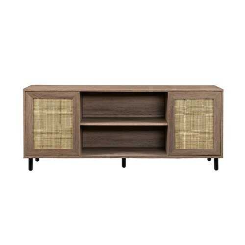 Rent to own Walker Edison - Boho 2-Door Rattan TV Stand for TVs up to 60” - Driftwood