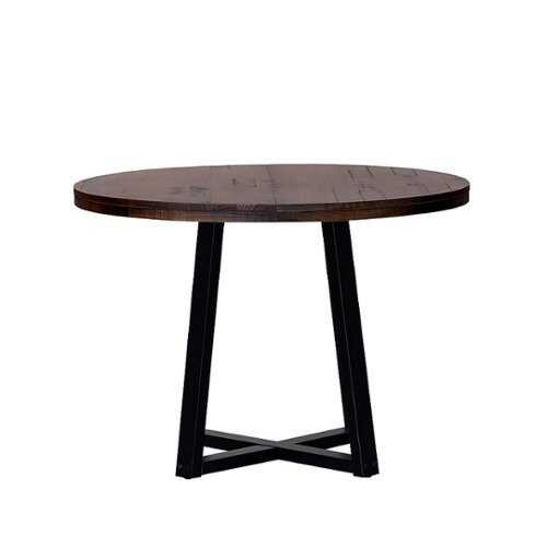 Rent to own Walker Edison - Rustic Distressed Solid Wood Round Dining Table - Mahogany