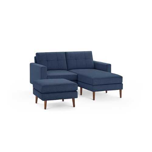 Rent to own Burrow - Mid-Century Nomad Loveseat with Chaise and Ottoman - Navy Blue