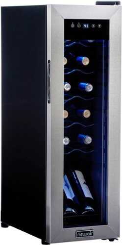 Rent To Own - NewAir - 12 Bottle Wine Cooler with Double-Layer Glass Door, Compressor Cooling, Digital Temperature Control, Removable Racks - Stainless steel