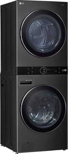 Rent to own LG - 4.5 Cu. Ft. HE Smart Front Load Washer and 7.4 Cu. Ft. Electric Dryer WashTower with Steam and Ventless Dryer - Black steel