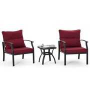 Rent to own WAMPAT 3 Piece Patio Set Plus Size Outdoor Bistro Set Wrought Iron Metal Fron Porch Furniture Set