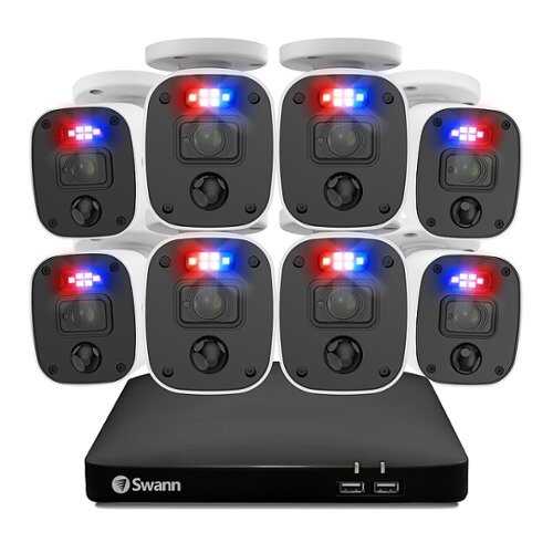 Rent to own Swann - Enforcer 8 Channel,  8 Camera Indoor/Outdoor, Wired 1080p 1TB HD DVR Security System with 2-Way Audio over Coax