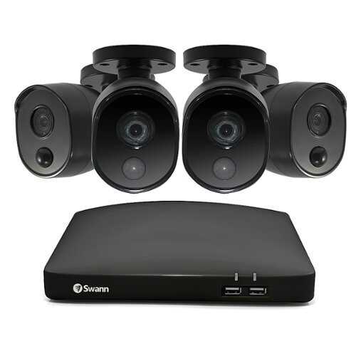 Rent to own Swann - 4 Channel, 4 Bullet Camera,  Indoor/Outdoor, Wired 1080p Full HD DVR Security System with 64GB Micro SD Card