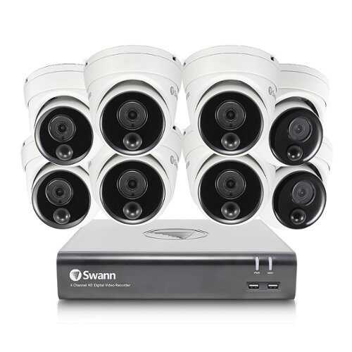Rent to own Swann - 8 Channel, 8 Dome Camera Indoor/Outdoor Wired 1080p Full HD 1TB DVR Security System