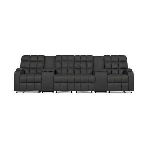 Rent to own ProLounger - Skarn Microfiber 4 Seat Wall Hugger Modular Reclining Sofa With Power Storage Consoles - Gray