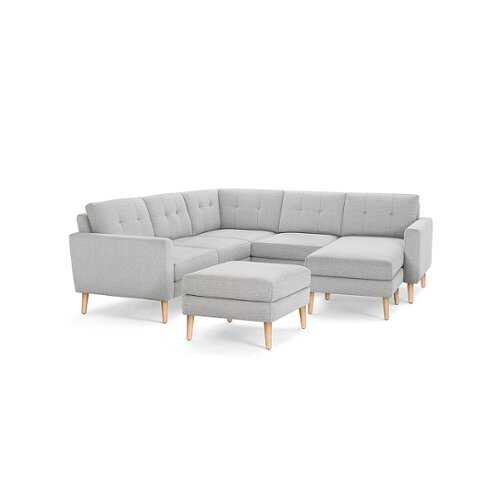 Rent to own Burrow - Mid-Century Nomad 5-Seat Corner Sectional with Chaise and Ottoman - Crushed Gravel