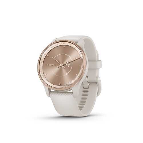 Rent to own Garmin - vívomove Trend Hybrid Smartwatch 40 mm Fiber-Reinforced Polymer - Peach Gold Stainless Steel with Ivory Band