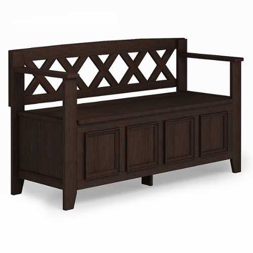 Rent to own Simpli Home - Amherst Entryway Storage Bench - Farmhouse Brown