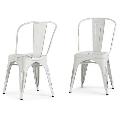 Rent to own Simpli Home - Fletcher Metal Dining Side Chair (Set of 2) - Distressed White