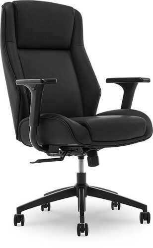 Rent to own Thomasville - Darius Bonded Leather Executive Modern Office Chair with Adjustable Arms - Black