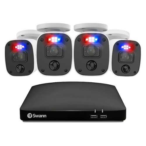 Rent to own Swann - Enforcer 8 Channel, 4 Camera Indoor/Outdoor, Wired 1080p 1TB HD DVR Security System with 1-Way Audio over Coax