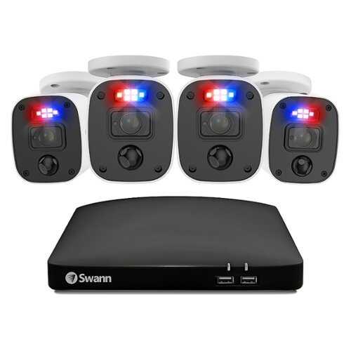 Rent To Own - Swann - Enforcer 8 Channel, 4 Camera Indoor/Outdoor, Wired 1080p 1TB HD DVR Security System with 1-Way Audio over Coax