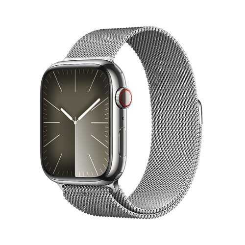 Rent to own Apple Watch Series 9 GPS + Cellular 45mm Silver Stainless Steel Case with Silver Milanese Loop - Silver