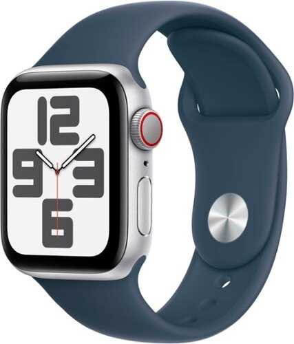 Rent to own Apple Watch SE (GPS + Cellular) 40mm Silver Aluminum Case with Storm Blue Sport Band - M/L - Silver