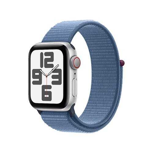 Rent to own Apple Watch SE (GPS + Cellular) 40mm Silver Aluminum Case with Winter Blue Sport Loop - Silver