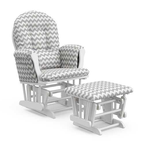 Rent to own Storkcraft - Hoop Glider and Ottoman - White/Gray Chevron