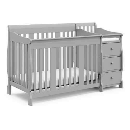 Rent to own Storkcraft - Portofino 5-in-1 Convertible Crib and Changer - Pebble Gray