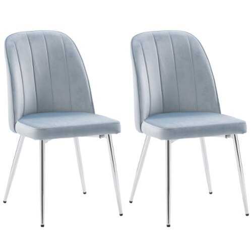 Rent to own CorLiving - Nash Velvet Channel Tufted Side Chair - Blue