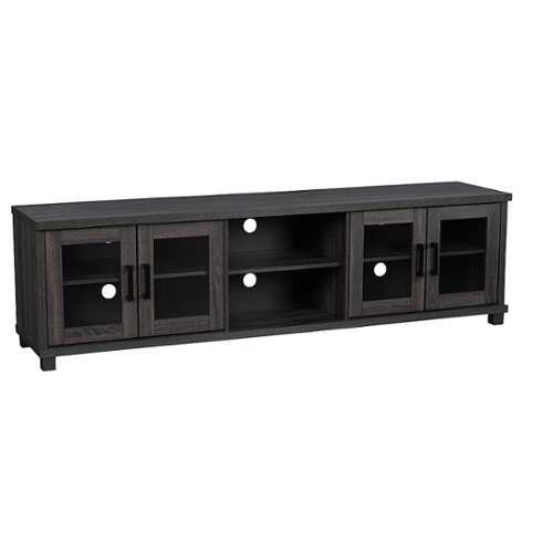 Rent to own CorLiving - Fremont TV Bench with Glass Cabinets for Most TVs up to 95" - Dark Grey