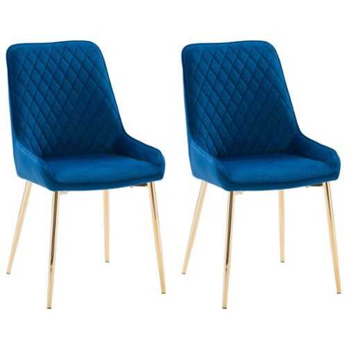 Rent to own CorLiving - Nash Velvet Channel Tufted Side Chair - Navy Blue