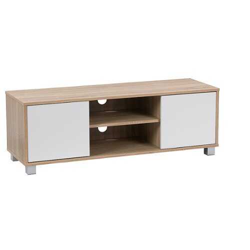 Rent to own CorLiving - Hollywood Wood Grain TV Stand with Doors for TVs up to 55" - White and Brown