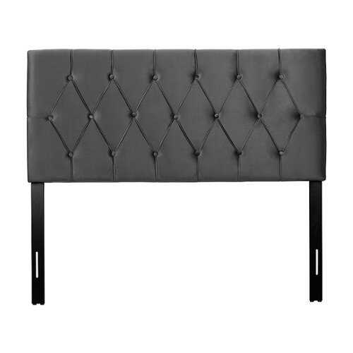 Rent to own CorLiving - Catalina Diamond Button Tufted Velvet Full/Double Headboard - Dark Grey