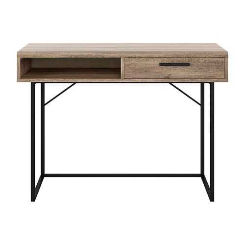 Rent to own CorLiving - Fort Worth Wood Grain Finish Desk with Storage and drawer - Brown